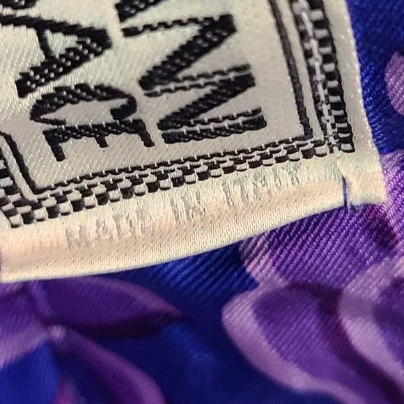 Versace Vintage Silk Skirt Pleated Mini Blue Purple Asymmetrical Hem Mini Italy - Picture 8 of 14